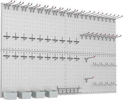 Metal Pegboard Kit with Accessories for Wall Garage Tools Storage Pegboard System for Garage, Workbench, Modular Peg Board Tool Organizer Board with Hooks(Grey)