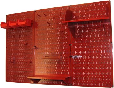 Pegboard Organizer 4 ft. Metal Pegboard Standard Tool Storage Kit with Red Toolboard and Red Accessories - Image 2