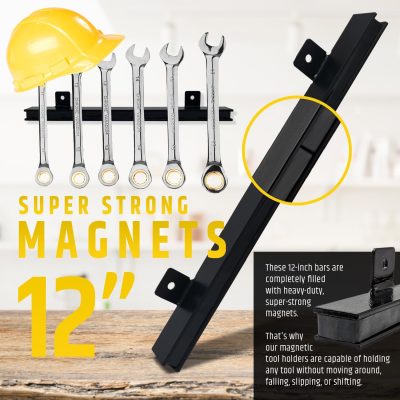 12" Heavy-Duty Magnetic Tool Holders (4 Pack - 48" Total) - Extremely Powerful Magnetic Pull Force to Hold Heavy Tools (Upgraded Version) - Professional Tool Bars/Strips - Metal Tool Organizer - Image 2