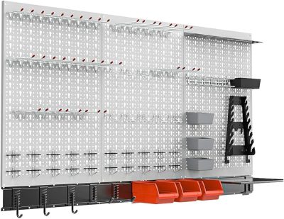109Pcs Pegboard Wall Organizer 4 ft. Garage Metal Pegboard Standard Utility Tool Storage Kit w/Toolboard Hooks & Pegboard Hooks Accessories, Wall Mounted Storage Bins & Shelf