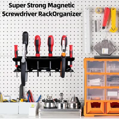 Magnetic Screwdriver Holder - Metal Organizer Rack for Pliers,Wall Mount Garage Organizer for Screwdriver, Plier, Shears, tool Holder Rack for Tool Cart,Pegboards,Workbench,Garage (Black) - Image 2