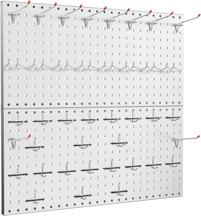 Metal Pegboard Wall Organizer 24" x 24" or 12" x 48", 70PCS Tools Storage Pegboard System for Garage Peg Board Tool Organizer Board Kit with Hooks for Workbench(Grey)