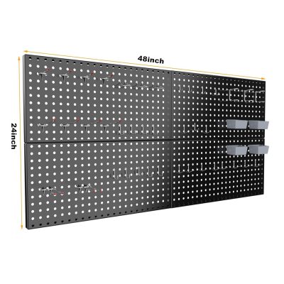 4x2ft Metal Pegboard Kit for Tools Storage, Black Pegboard Wall Organizer with Hooks and Pegboard Bins - Image 2