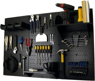Pegboard Organizer 4 ft. Metal Pegboard Standard Tool Storage Kit with Black Toolboard and Black Accessories
