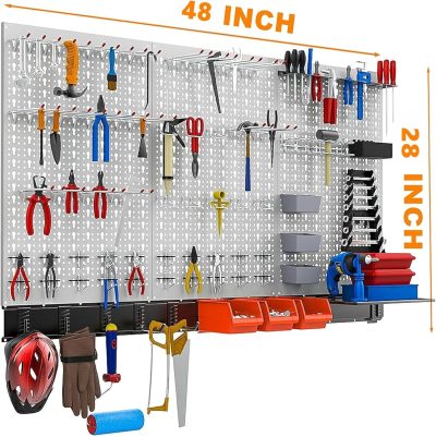 109Pcs Pegboard Wall Organizer 4 ft. Garage Metal Pegboard Standard Utility Tool Storage Kit w/Toolboard Hooks & Pegboard Hooks Accessories, Wall Mounted Storage Bins & Shelf - Image 2