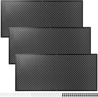 Peg Board, 3 Pack 16-Inch X 36-Inch Heavy Duty Steel Pegboard,Heavy Duty Black Pegboard for Walls, Garage, Workbench, Craft Room Tool Organization, Metal Pegboard Panels(Black)