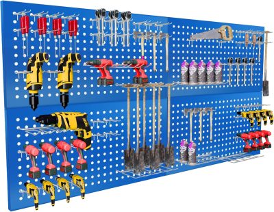 4 Pack Metal Pegboard Panels 24" x 12" Black Heavy Duty Steel Pegboard Wall Organizer, Garage Utility Tools Pegboard Storage System for Workbench, Shop, Shed Modular Peg Board Organizer Board Kit - Image 2