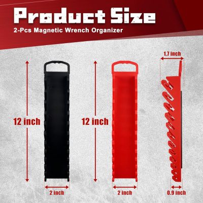 2Pcs Magnetic Wrench Organizer, Wall Mounted Magnetic Tool Organizer, Handheld Magnetic Wrench Holder  & Metric for Workshop - Image 2